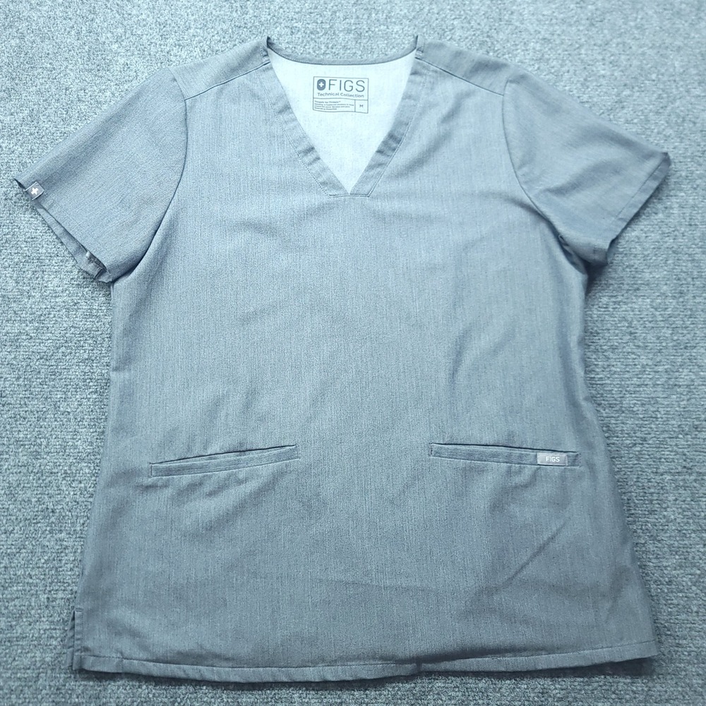 FIGS Technical Collection Heather Gray V-Neck Scrub Top FW1100 Mens Medium